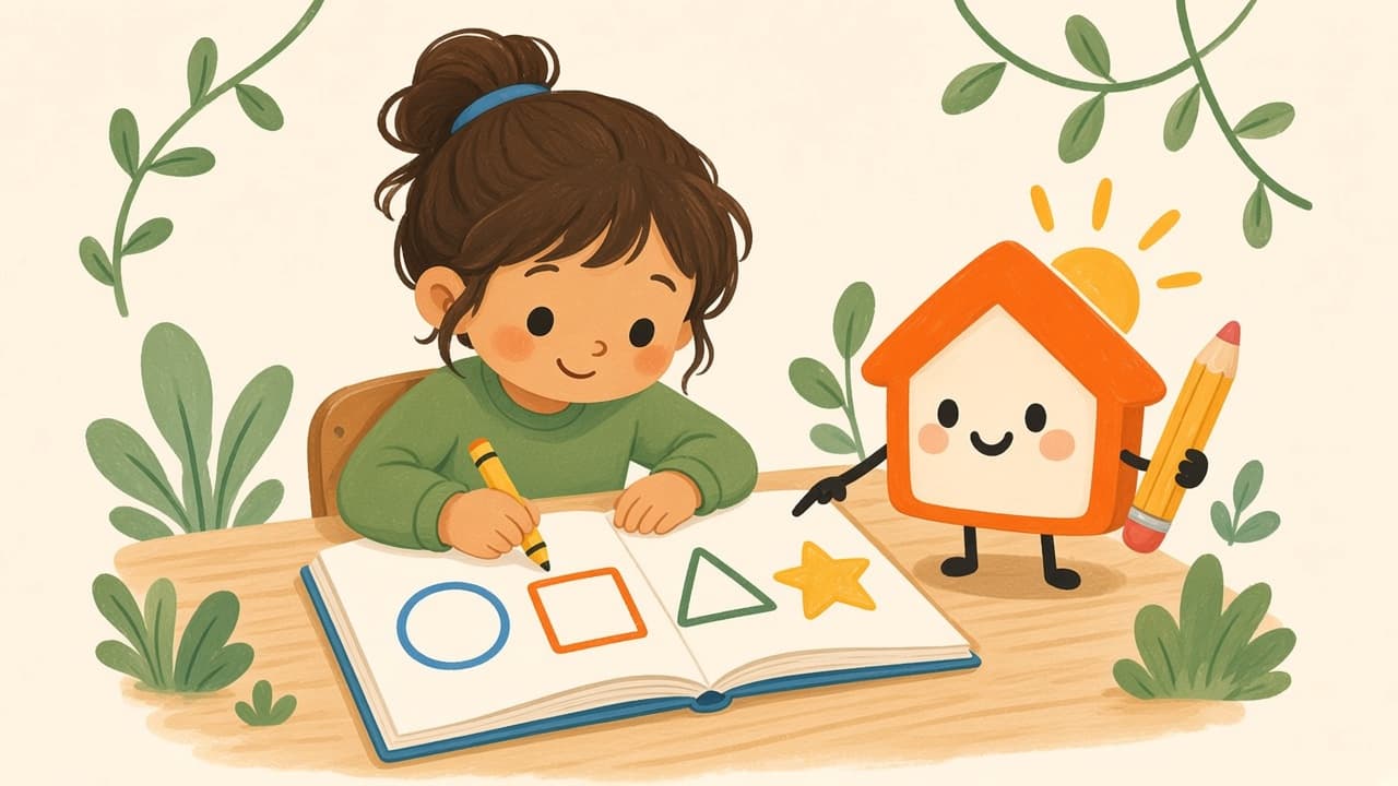 Simple shape drawing and tracing for preschoolers at home