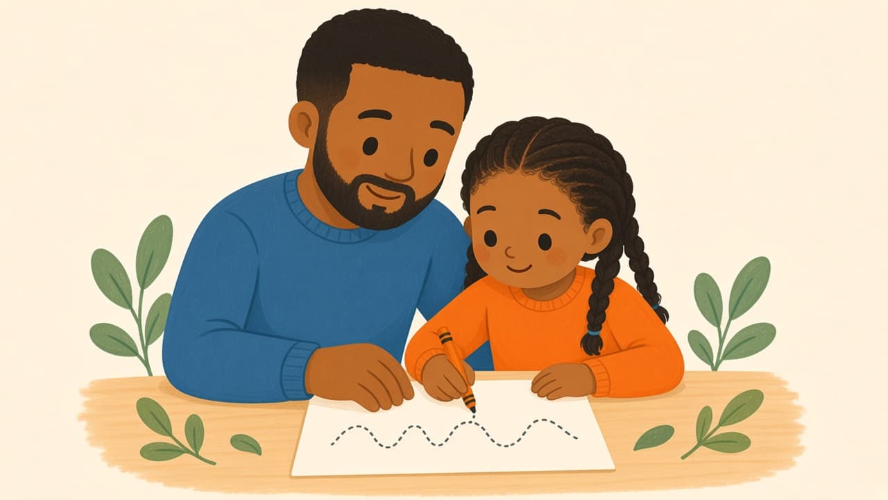 Magnetic letters and early literacy materials for practising a child’s name at home